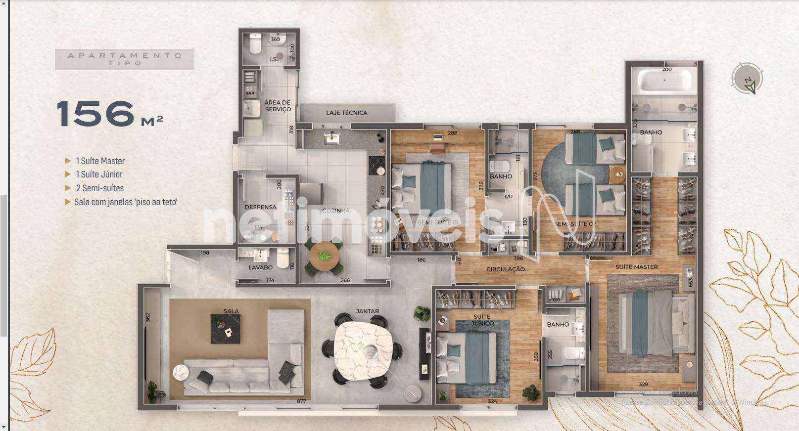 4 quartos em 156 m²