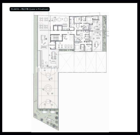 Planta pilotis e área privativa. 