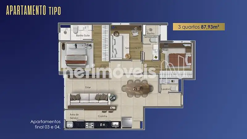 Planta Apto. Tipo (Final 03 e 04)