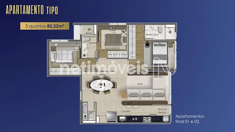 Planta Apto. Tipo (Final 01 e 02)