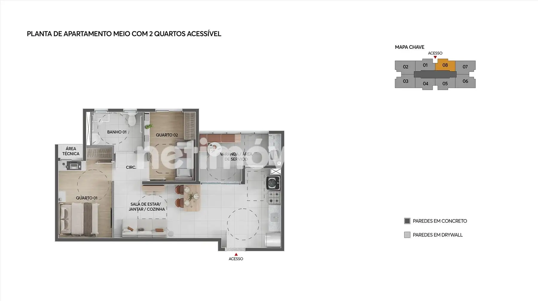 Planta apartamento 02 quartos
