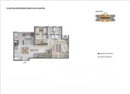 Planta apartamento 02 quartos  