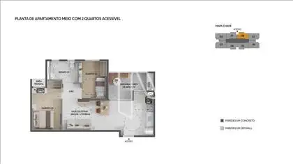 Planta apartamento 02 quartos   