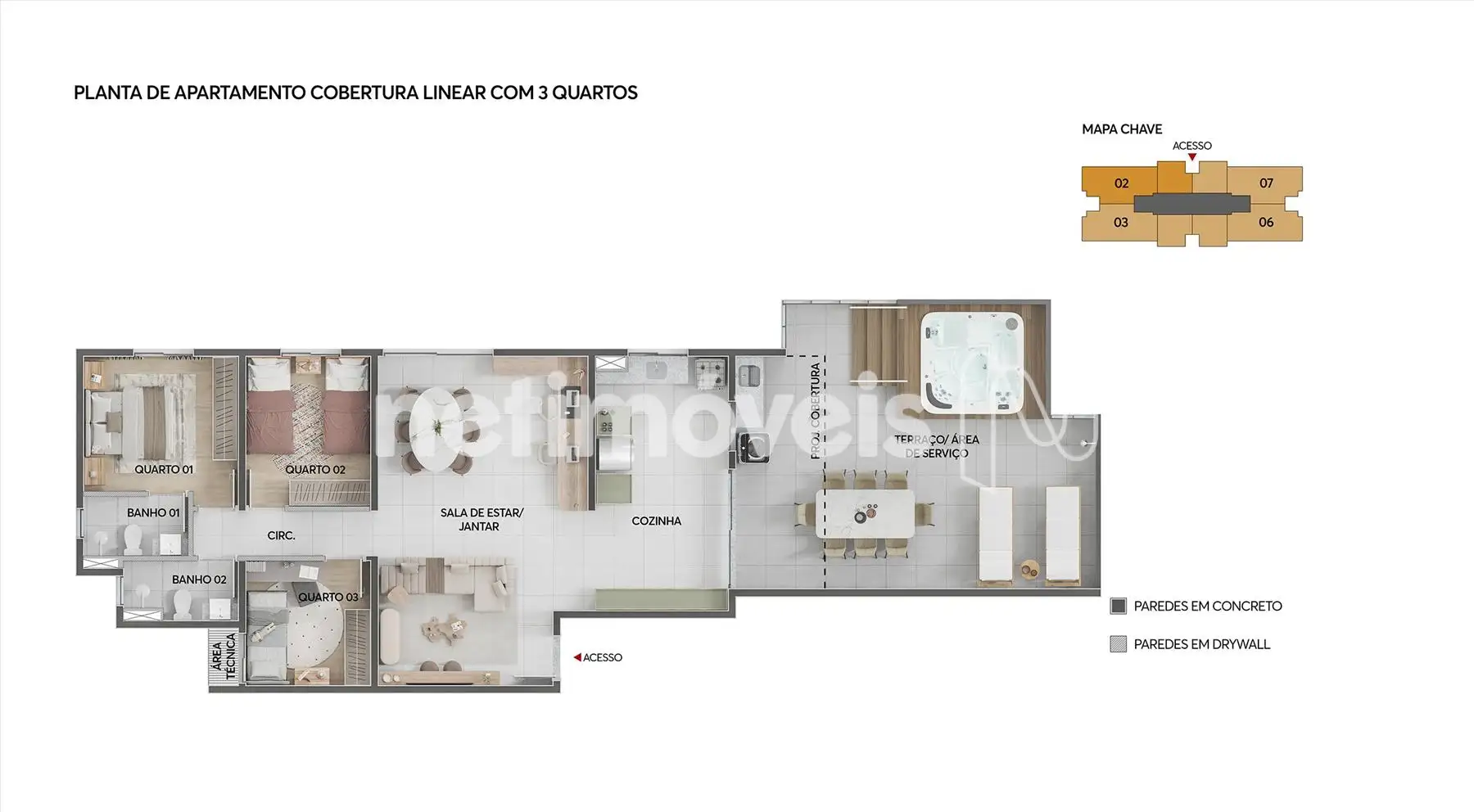 Planta apartamento 03 quartos