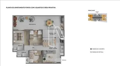 Planta apartamento 03 quartos 