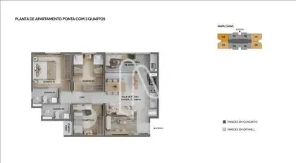 Planta apartamento 03 quartos  