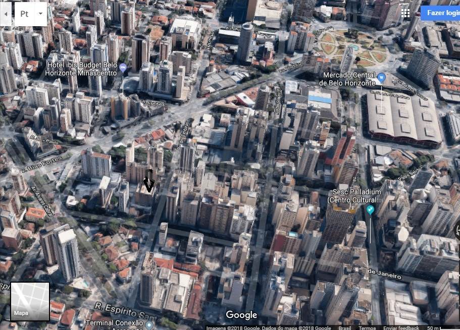 Vista aérea demarcando o prédio