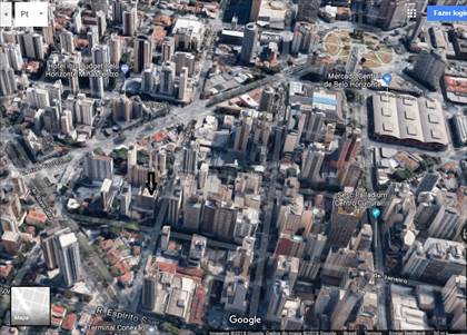 Vista aérea demarcando o prédio 