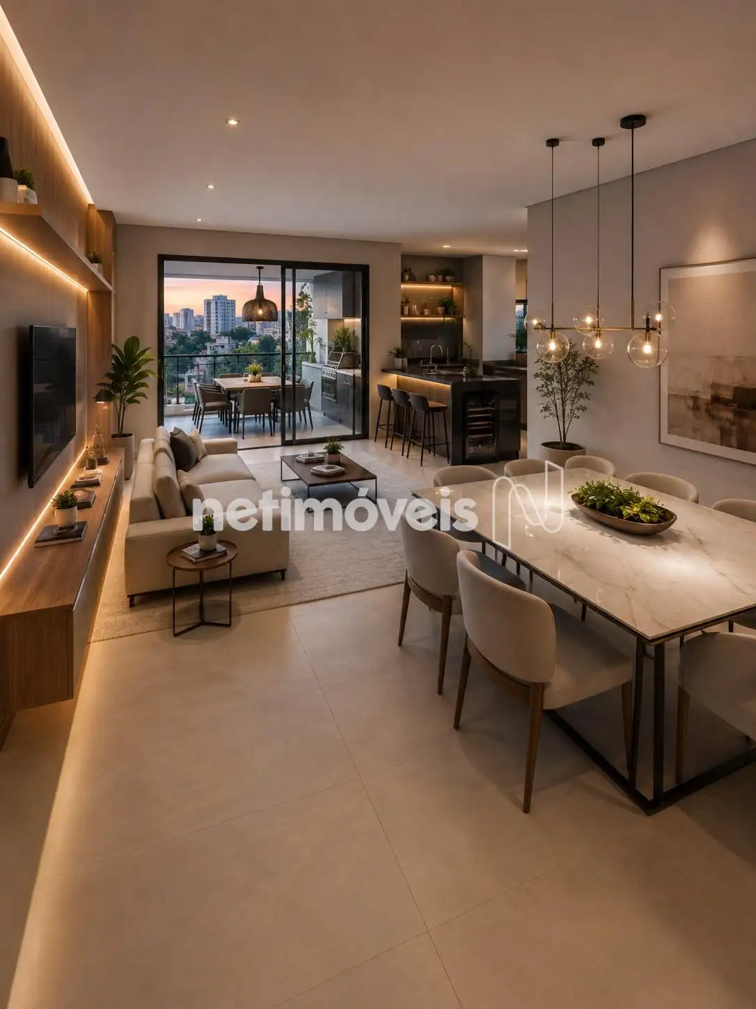 Sala para 3 ambientes ( Decoração IA )