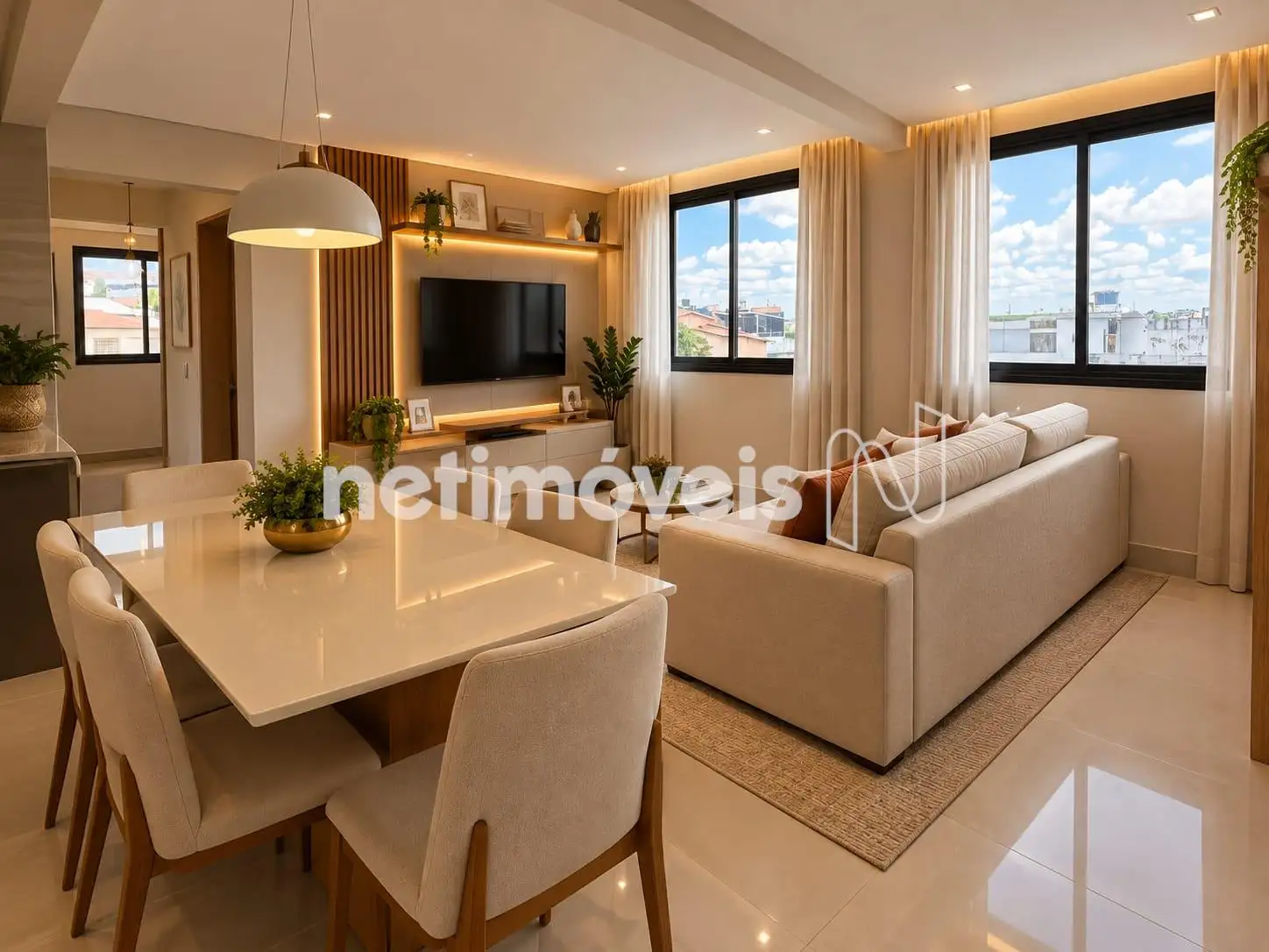 Sala para 2 ambietes ( Iamgem decoração IA )