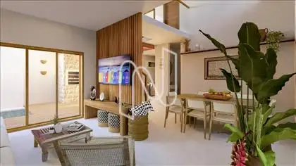 Salão de TV integrada com sala de Jantar 