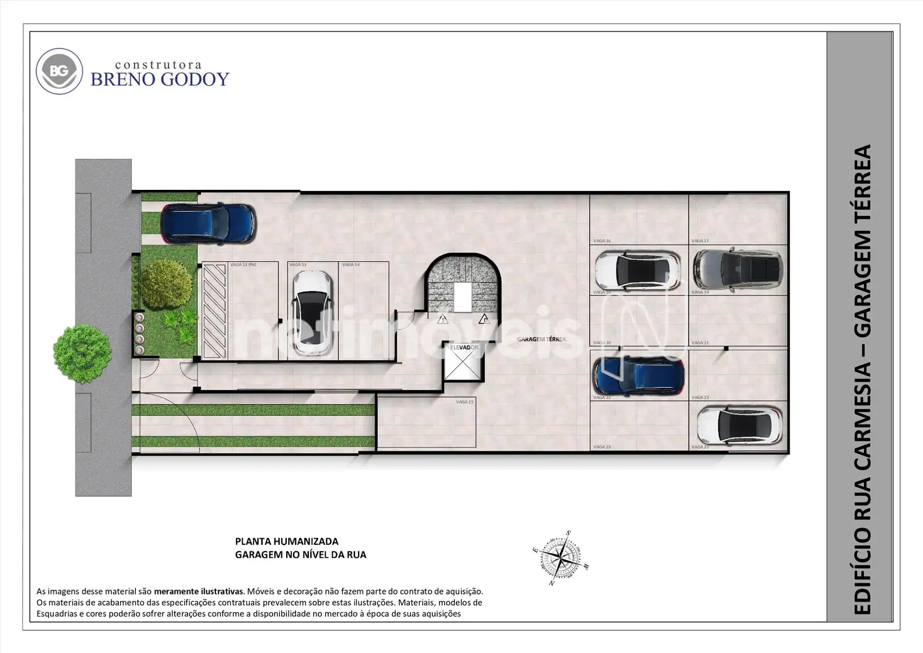 Hall de entrada e garagem térrea