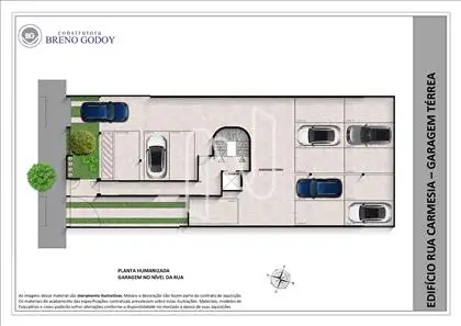 Hall de entrada e garagem térrea